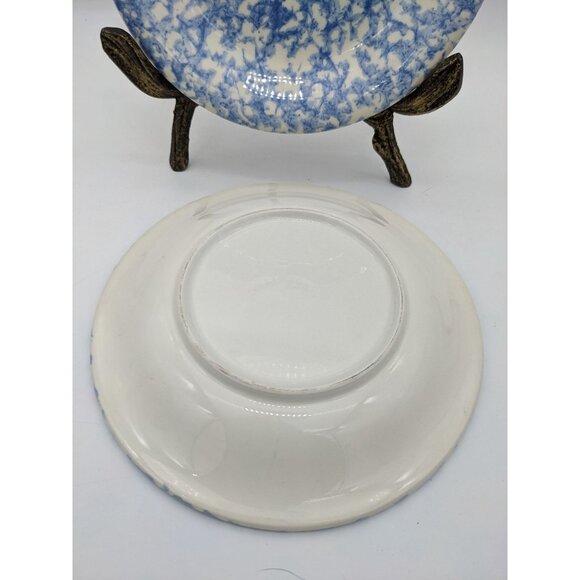 Two Bentson West Splatter Spongeware 8" Salad Dessert Plates Farmhouse Blue/Whit - Picture 5 of 5